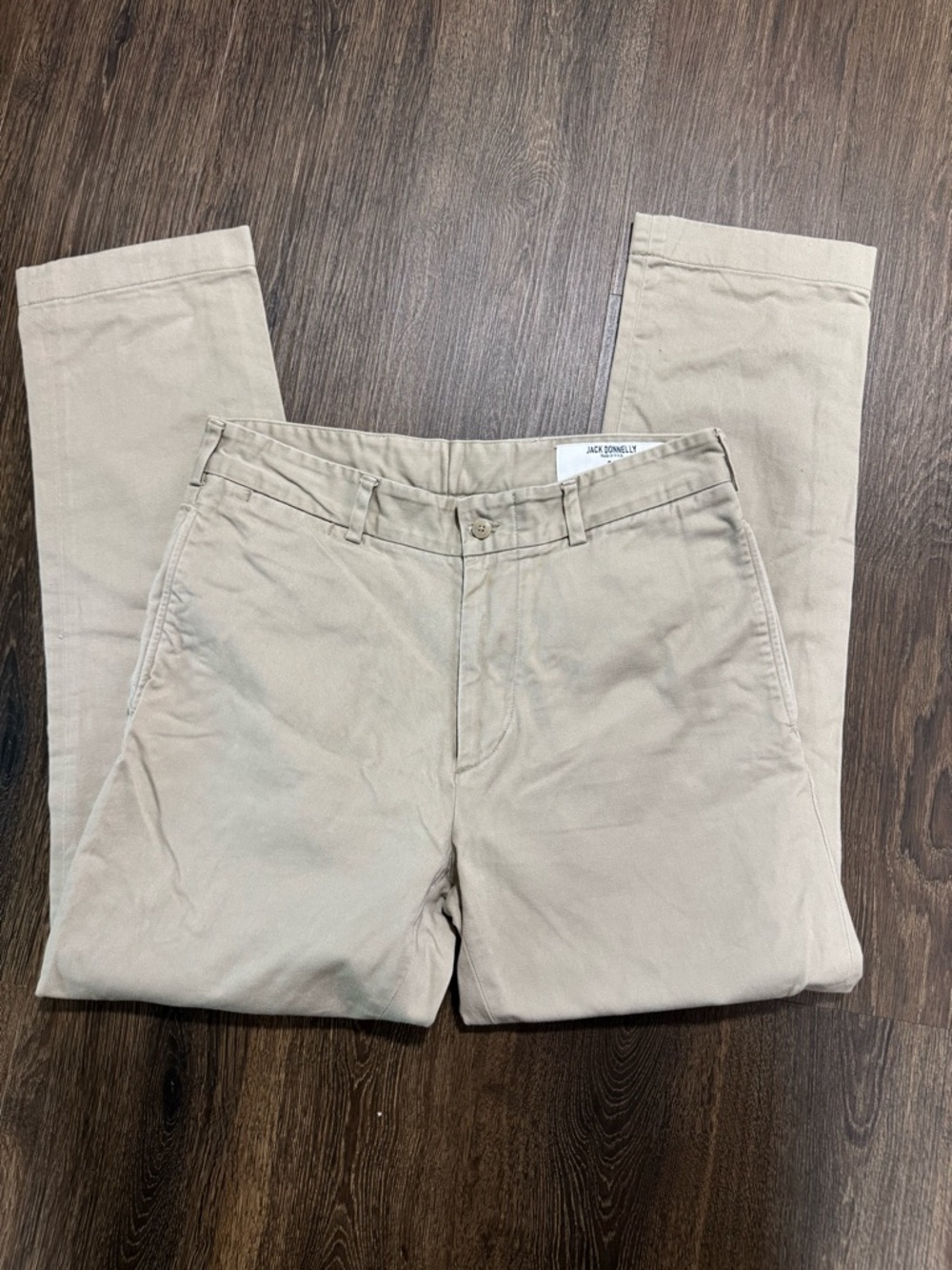 Jack Donnelly Mens Khaki Pant Sz 34 Made in USA Preppy Casual Office Church - Picture 8 of 9